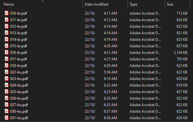 List of pdfs with page number and tagged categories